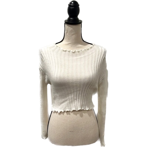 SHEIN Sweaters - SHEIN Crop Comfy White Sweater Top Size Medium Sheer